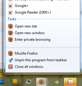 windows 7 task bar group - right click