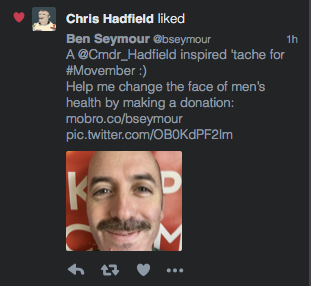 Commander Hadfield - twitter like
